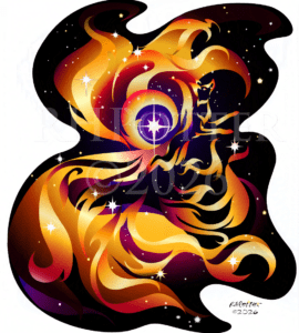 a nebula shaped like a nine-tailed fox