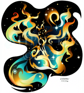 a nebula in the shape of a nine-tailed fox